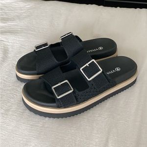 Black platform slides - VIVAIA